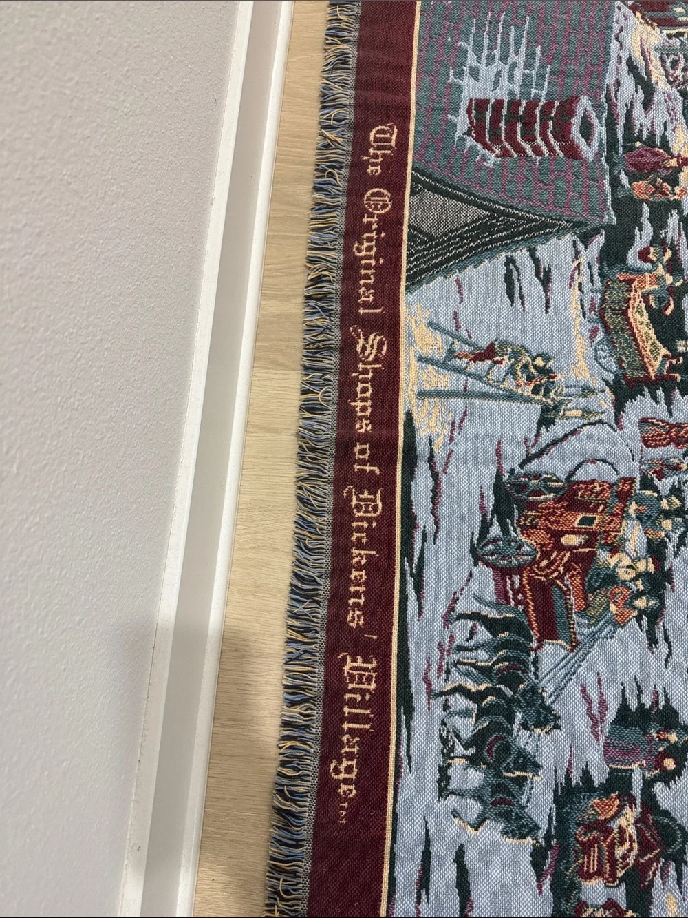 Burgundy Dickens Village Holiday Throw Blanket